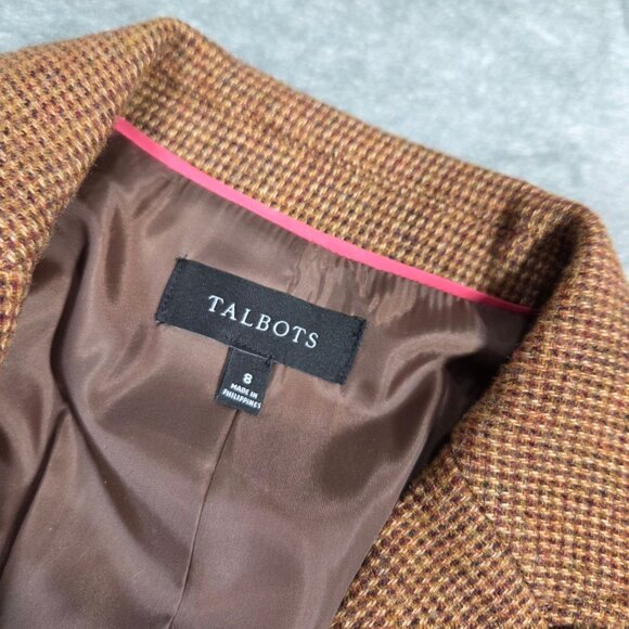Talbots Blazer 8 Brown Classic Shetland Wool Blend Preppy Ofiice Jacket - Picture 3 of 12